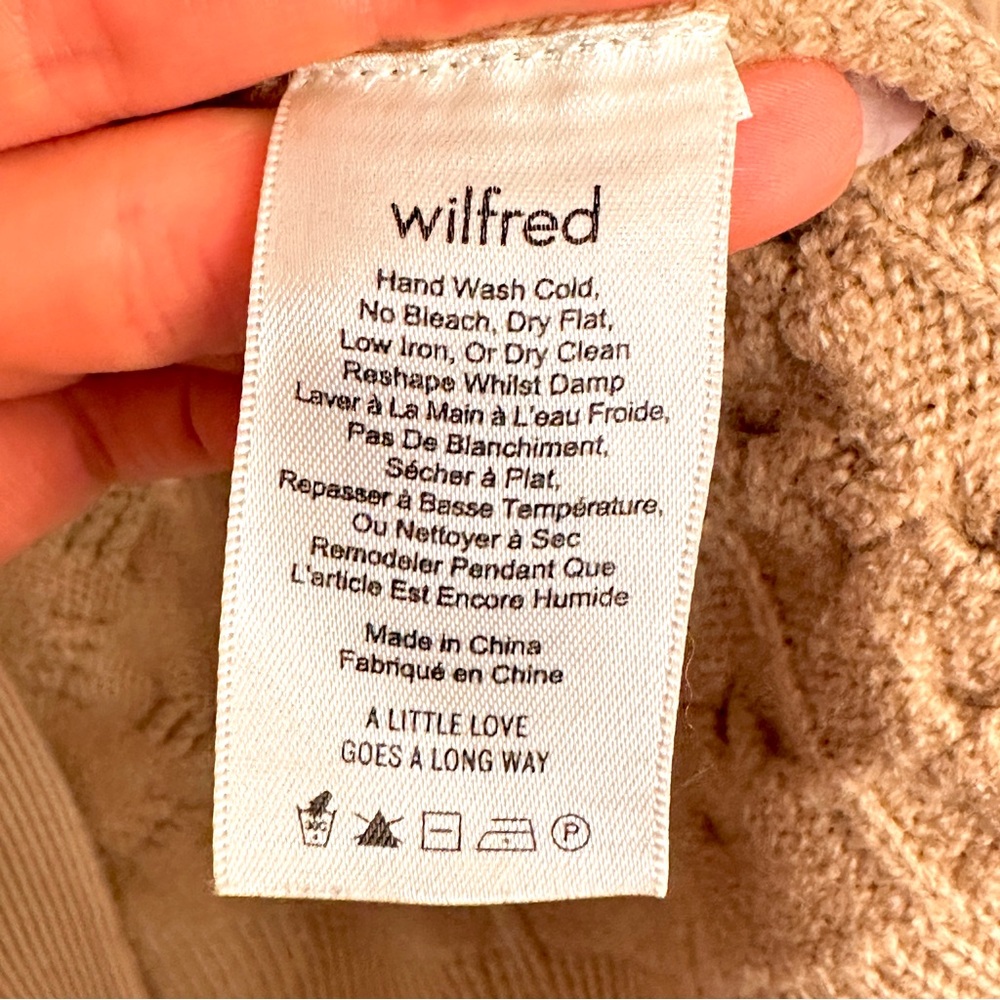 Wilfred Camel 100% Merino Wool Cable Knit Cardigan - Picture 6 of 9
